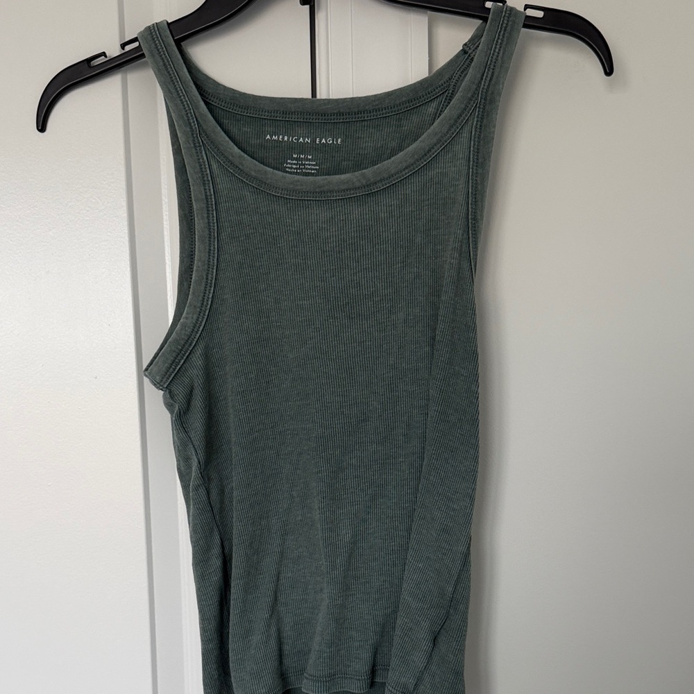 American Eagle Outfitters Ribbed Olive Tank Top